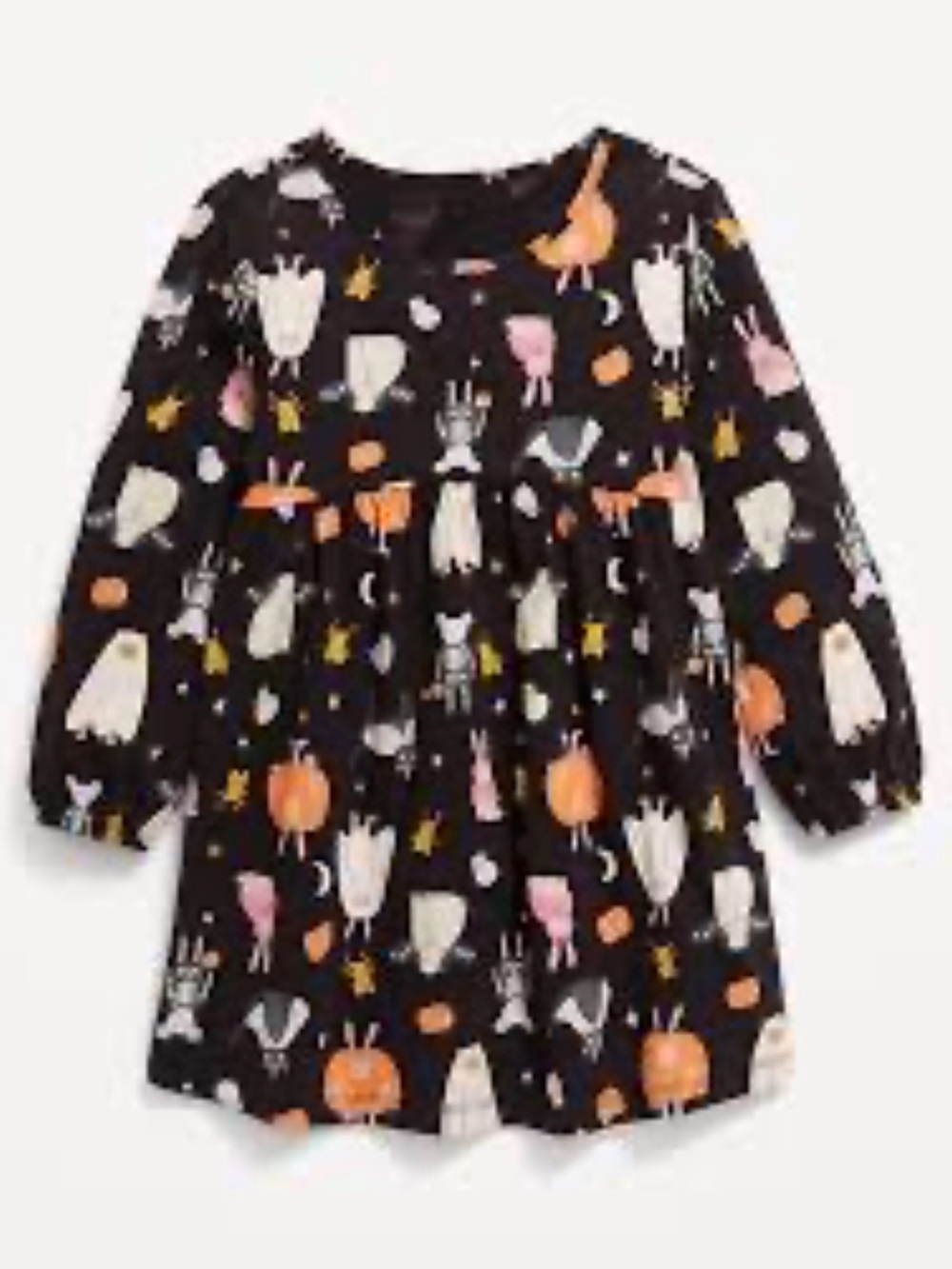 Girls' Black Halloween Animal Print Long-Sleeve Dress-Brand New With Tags